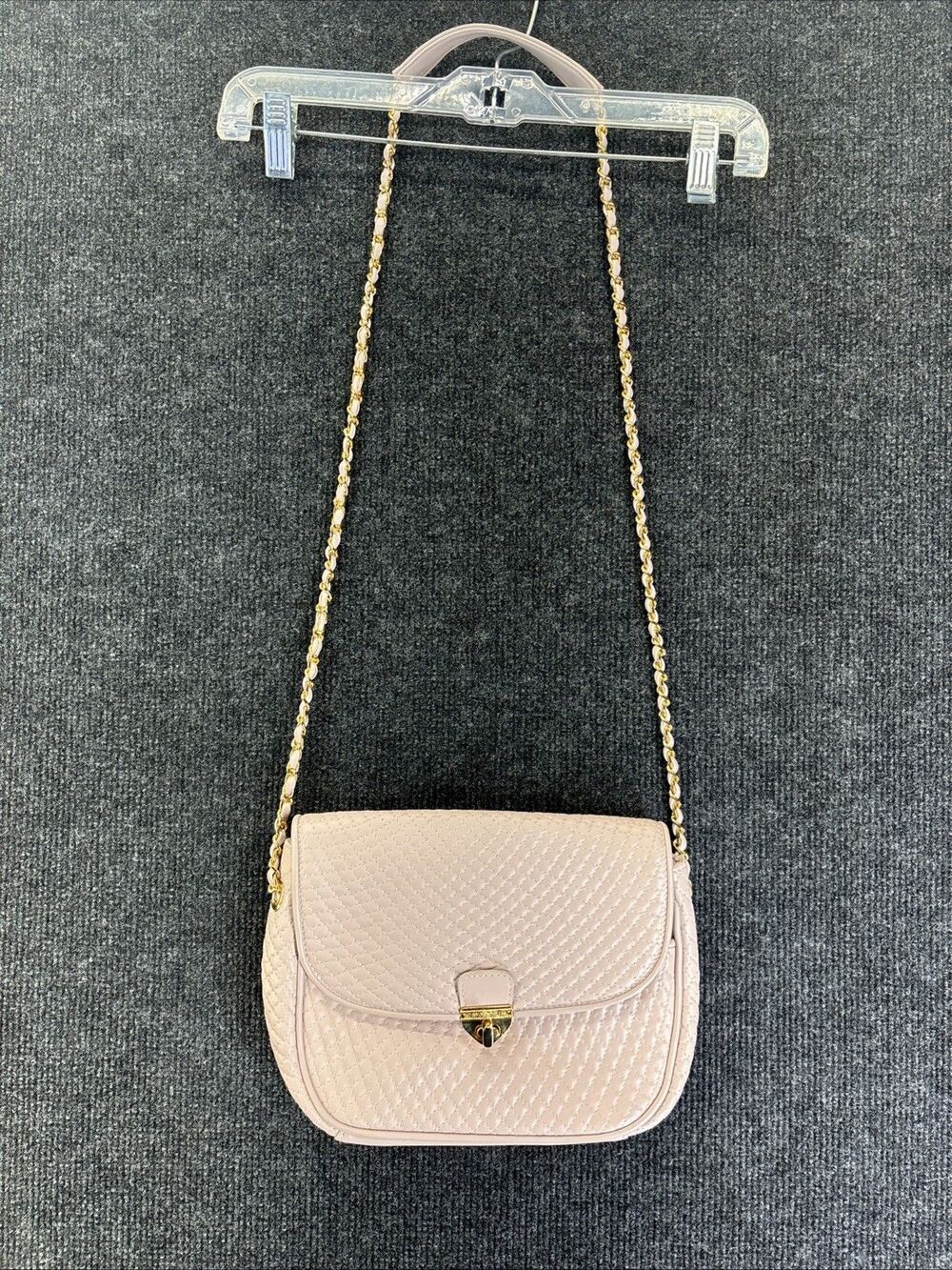 Giani Bernini Quilted Leather Crossbody Bag Soft Blush Pink/Cream Gold Chain EUC